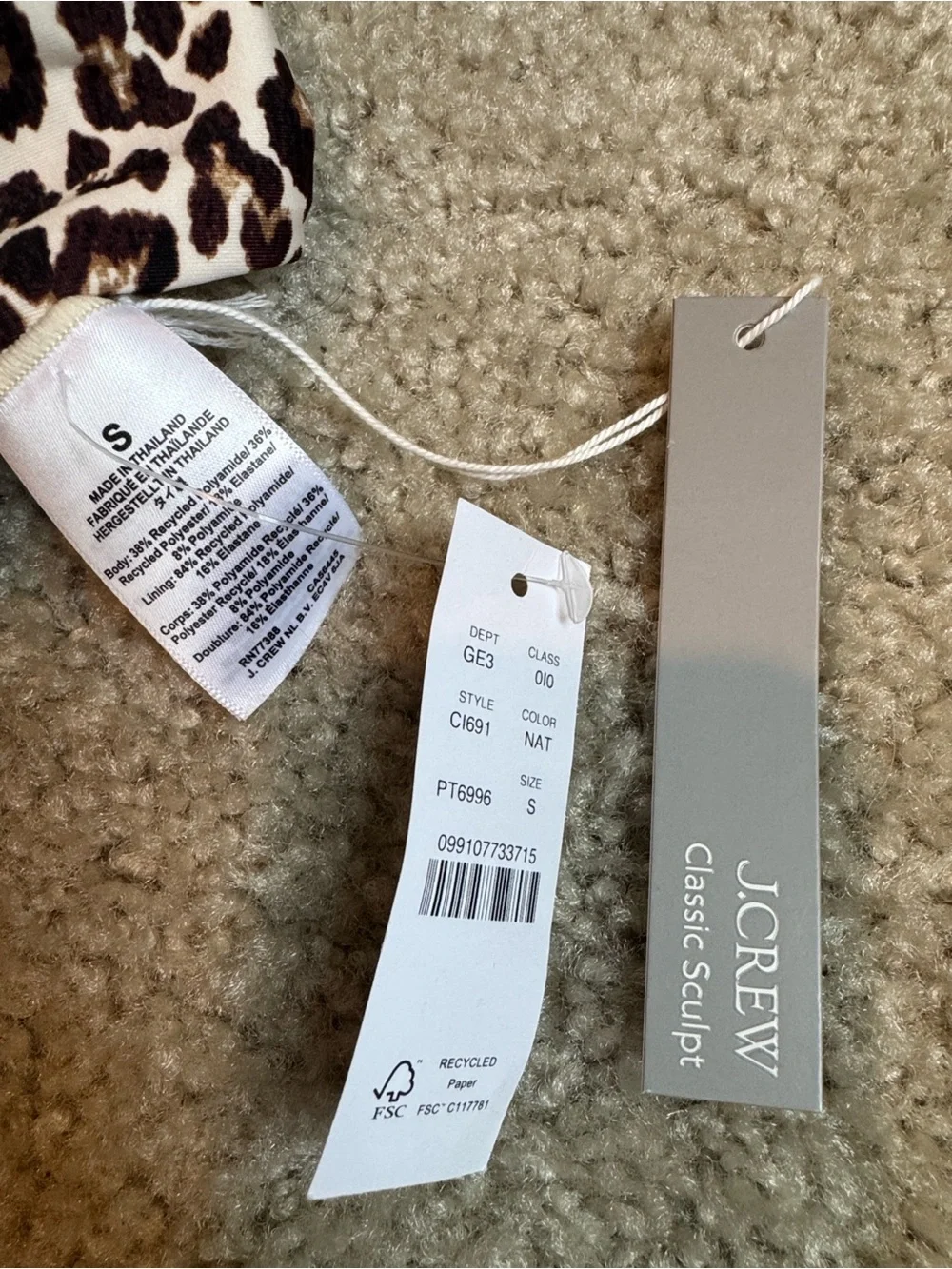 J. Crew Leopard Print Bikini Top in Brown and Cream